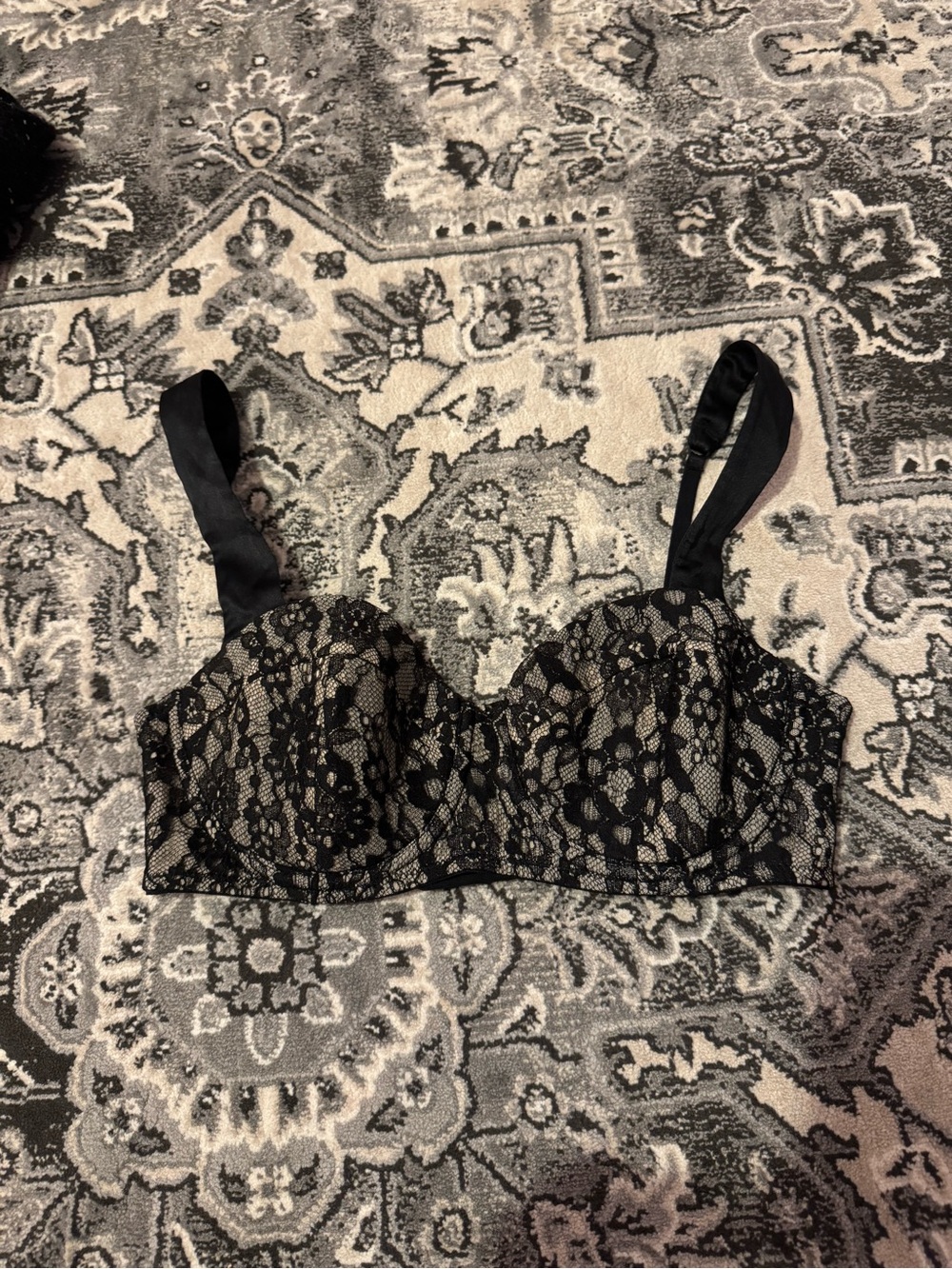 Kiki de Montparnasse Black Lace Longline Bra with Nude Lining